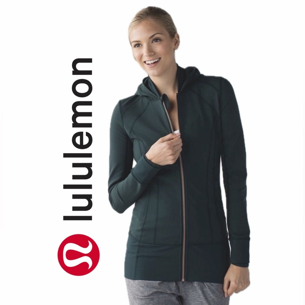 Lululemon Define Daily Practice Jacket Dark Fuel Green Gold Zip Sz 10‎ Athletic